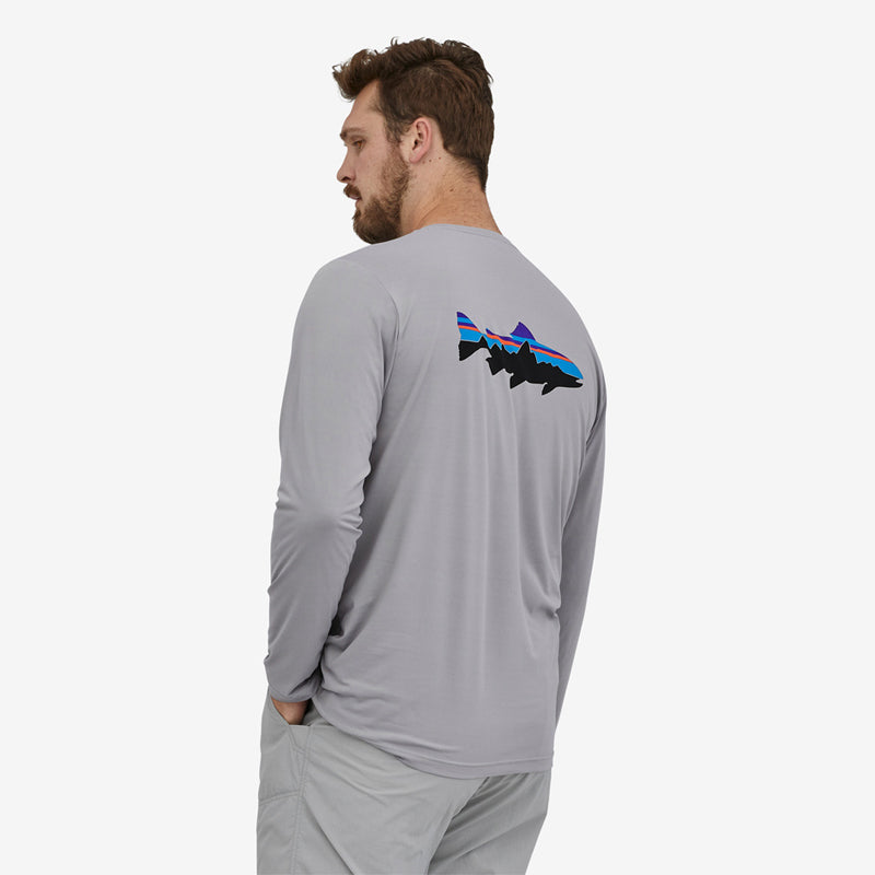 Men's Long-Sleeved Capilene Cool Daily Fish Graphic Shirt - Text